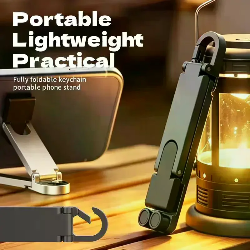 Aviation Aluminum Alloy Portable Mini Keychain Phone Stand For Travel Daily Watching Video