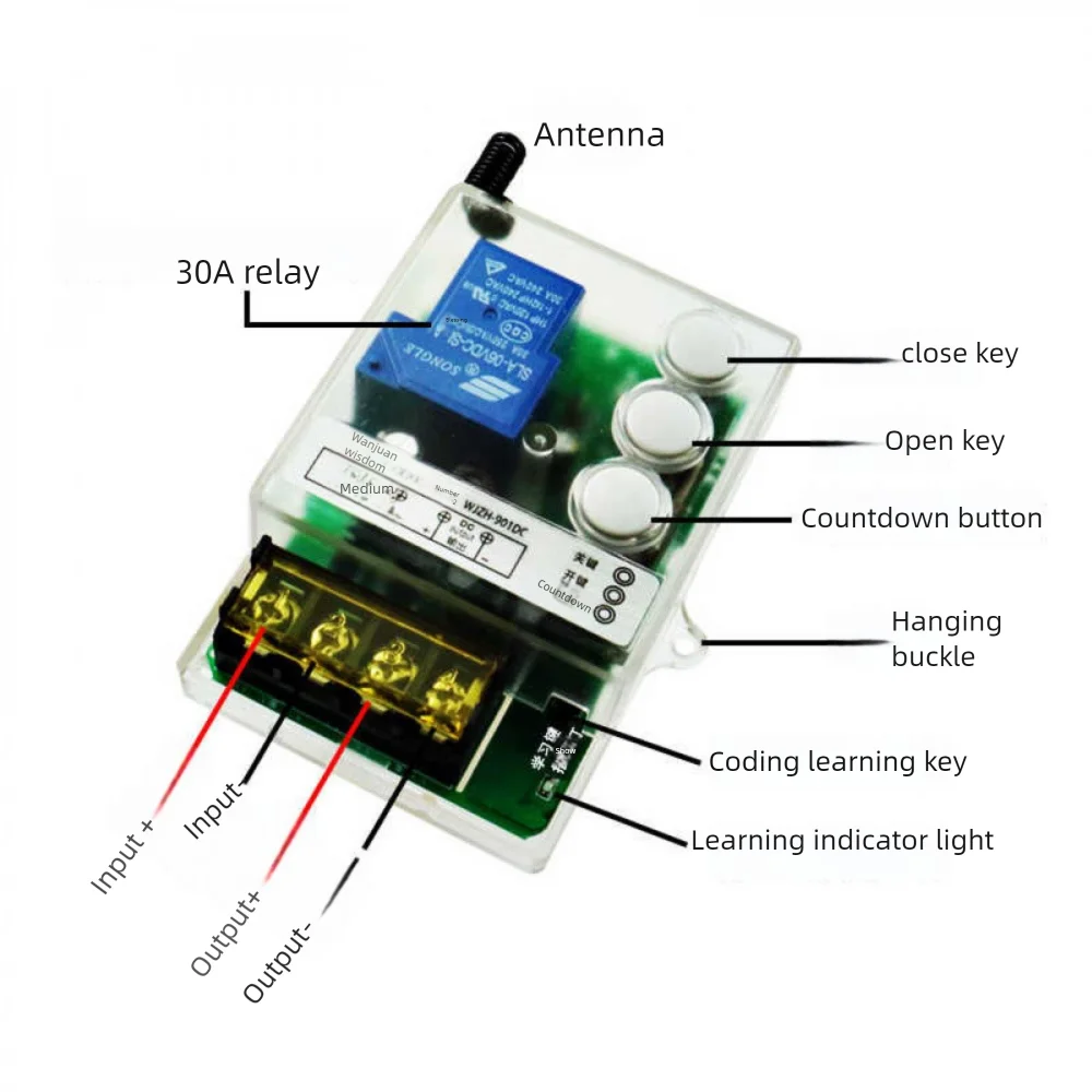 30A High Power 433MHA Wireless Remote Control Switch Wide Voltage with Remote Control Countdown Function 3000m Distance Switch
