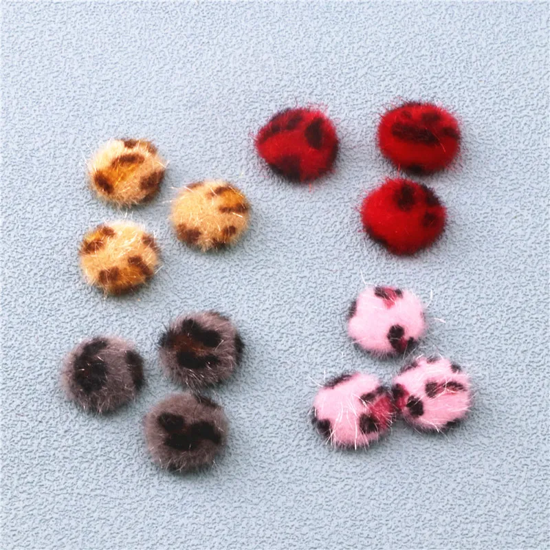 50pcs carino tessuto leopardo Hariy coperto bottoni rotondi giardino domestico Flatback Cabochon artigianato Scrapbooking fai da te