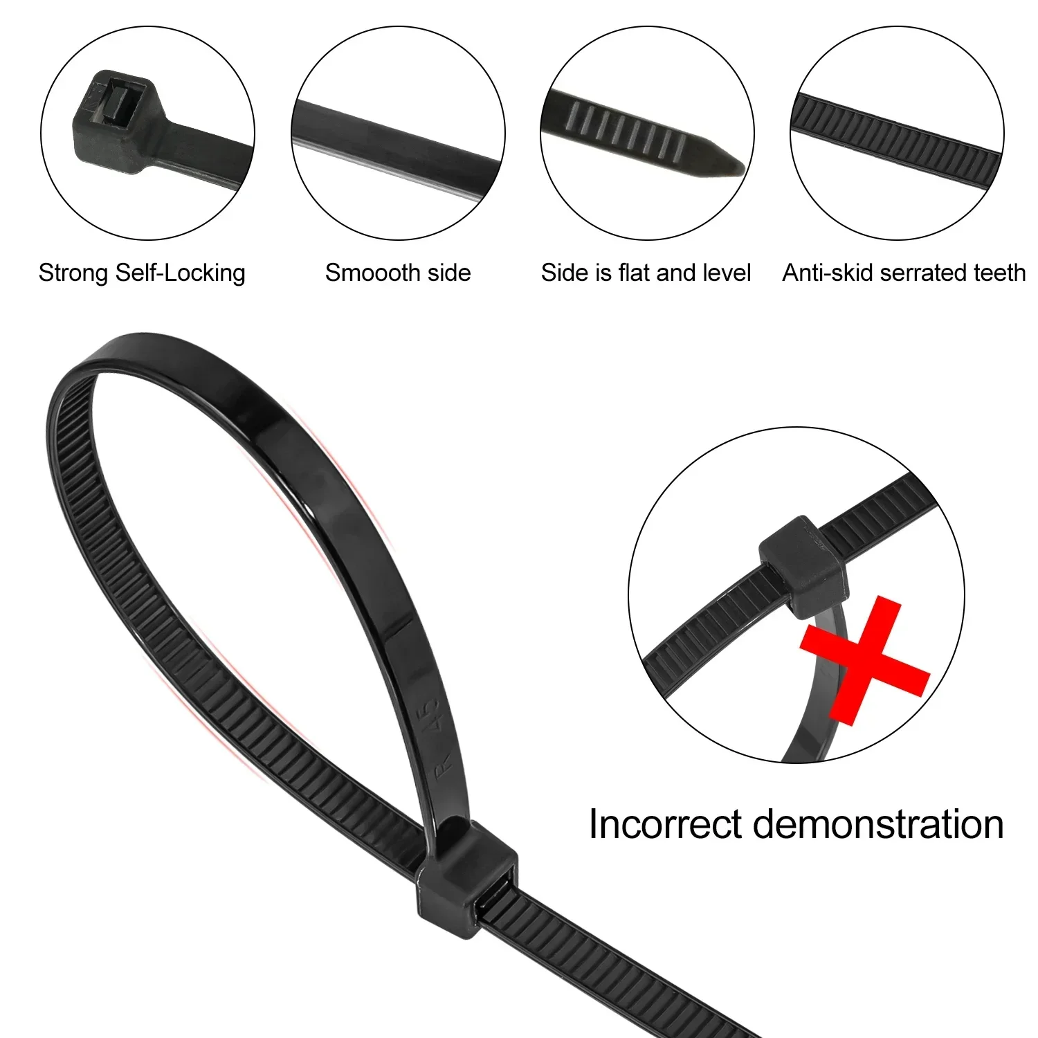 3×200mm Size 100Pcs/Bag Multicolor Slef-Locking Nylon Cable Tie Quickly Bundle Plastice Loop Wire Wrap Random color image 3