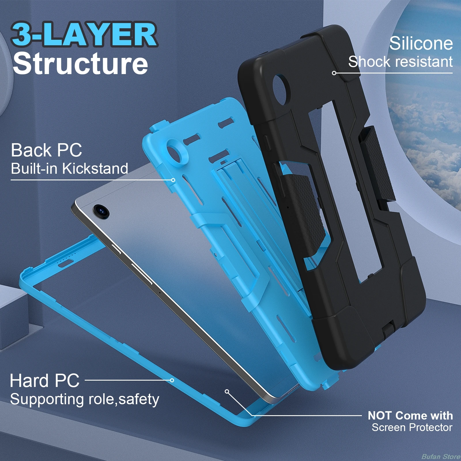 For Samsung Galaxy Tab A9 8.7 X115N 2023 A7Lite T220 T307 T290 8 Kids Tablet Case Rotation Handle Stand Shockproof Rugged Cover