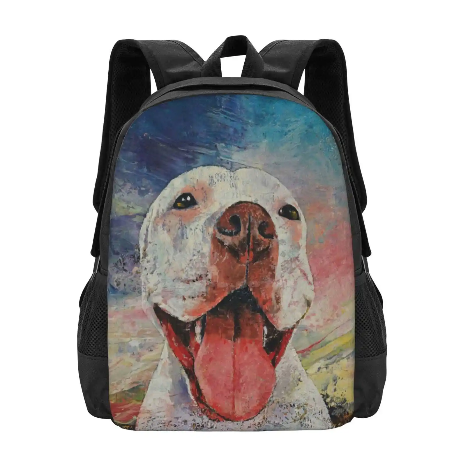 Pitbull Teen College Student Backpack Pattern Design Bags Dogs Pitbull Pit Bulls Terrier Tongue Lengua Zunge Langue Dramatic