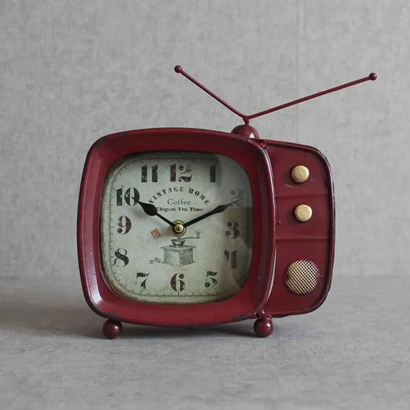 

Vintage Iron TV Clock, Creative Home Décor, Rustic American Country Style Clock, Decorative Living Room Clock with Retro Charm