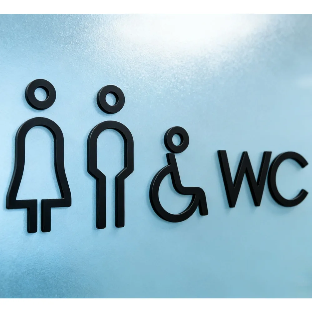 3D Acrylic Self-Adhesive Accessible Restroom Sign - Waterproof Disabled Wheelchair Parking Symbol Sticker for Home Office Hotel