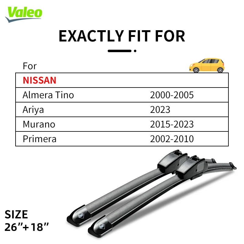 

VALEO Windshield Wipers J Hook U Type For NISSAN Almera Tino 2000-2005 Ariya 2023 Murano 2015-2023 Primera 2002-2010