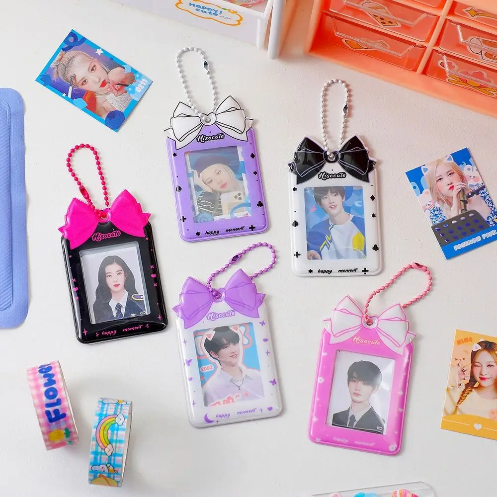 Korean Star Y2K Photocard Holder Hanging Keyring Card Protector Sleeve 2 Inch INS Photo Card Cover Collect