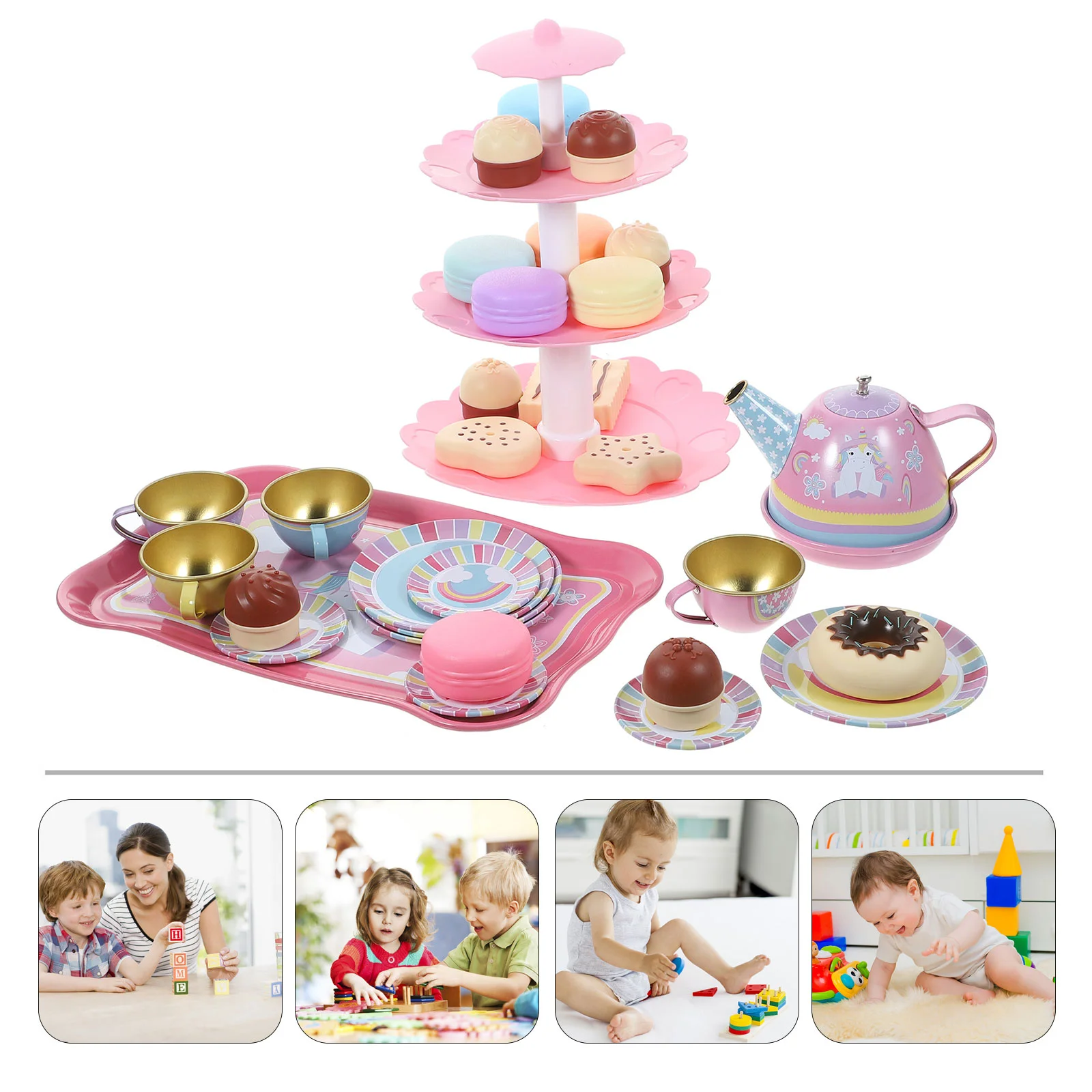 Children's Tea Set Toy Party Decorations Girl Toddler Toys Miniature Teaware Kids Simulation House Kitchen Accessories Cup