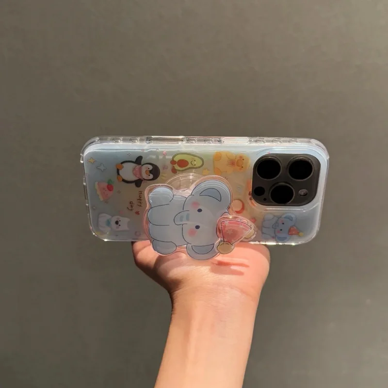 Korean Cute Cartoon Rotate Elephant Grip Tok Griptok Phone Holder  Stand Support For iPhone 15 Samsung Universal Accessories Hol