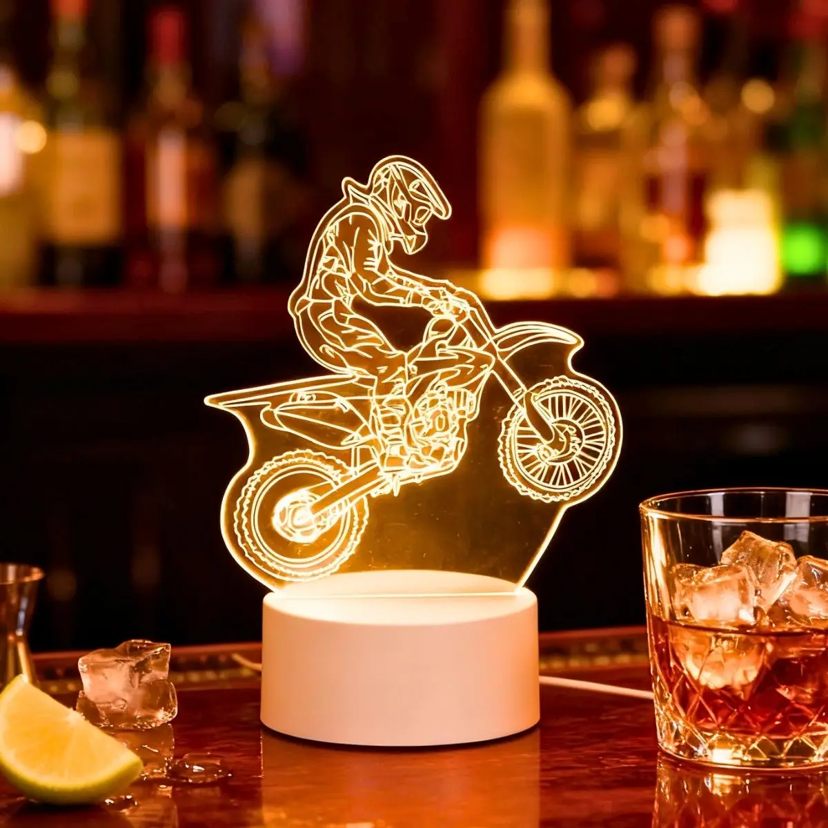 USB 3D luminous motorcycle creative night light, home decoration table decoration, living room and bedroom decoration light