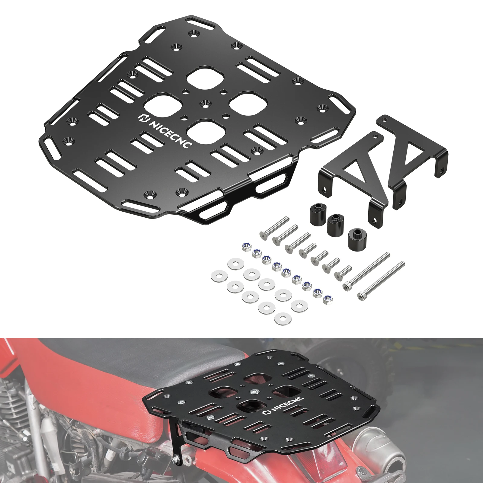 NICECNC For 2025 Honda XR650L Motorcycle Rear Luggage Rack Aluminum Tail Cargo Rack XR 650L 650 L 1993-2025 2024 2023 2022 2021