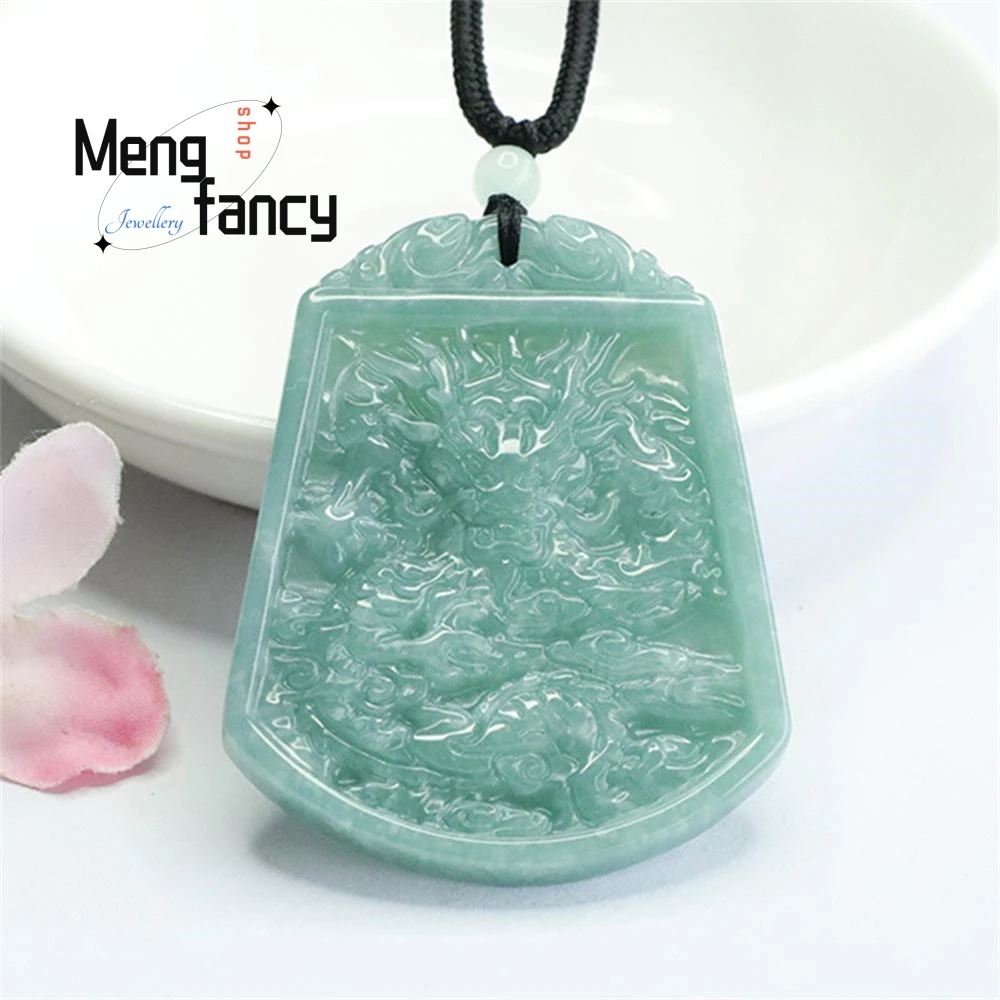 Natural Jadeite Pendant Blue Water Zodiac Dragon Pendant Exquisite Elegant High-grade Handicraft Luxury Quality Fashion Jewelry