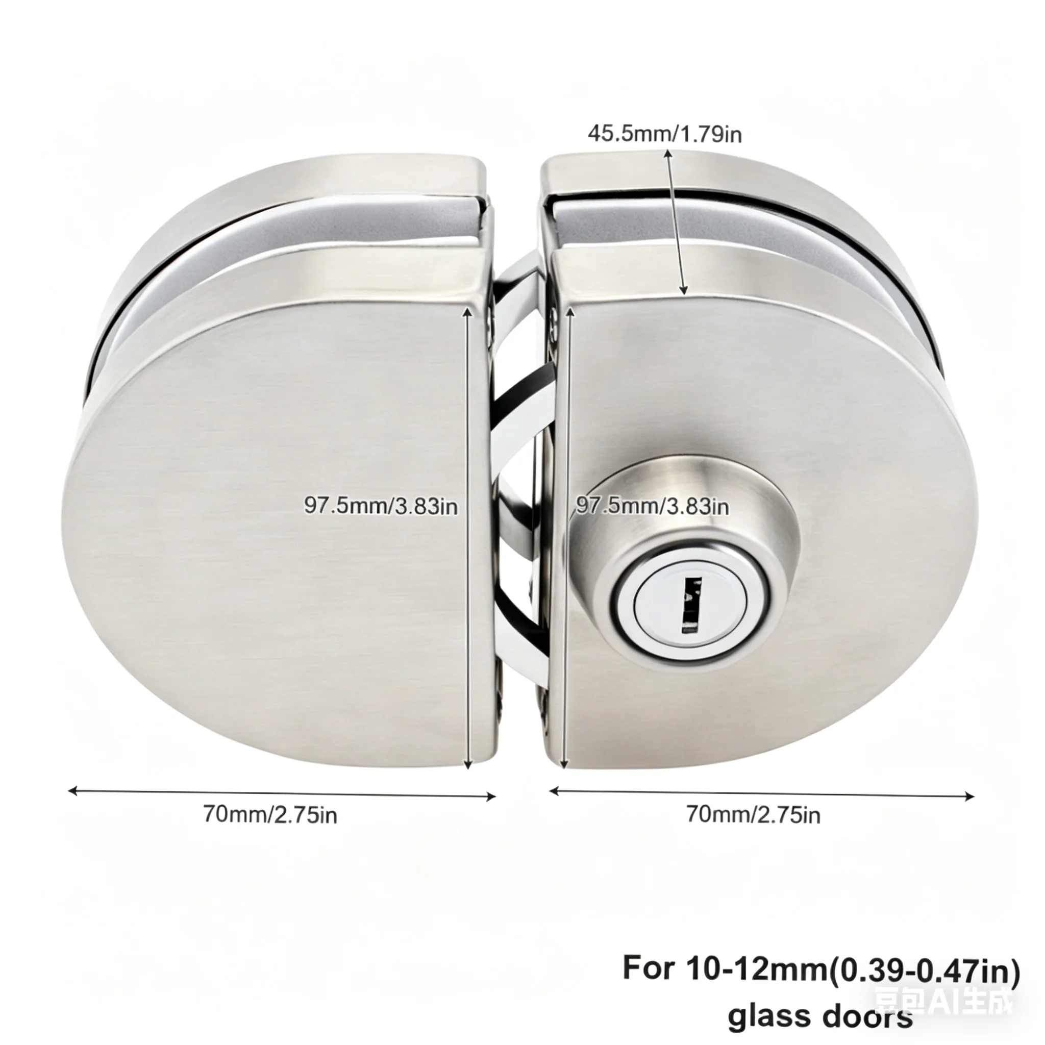 Stainless Steel Perforated Glass Door Lock 10mm - 12mm Glass Door Anti-theft Security Lock with 3 Keys Cabinet Locks