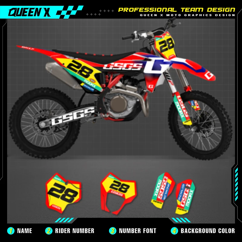 Queen X MOTOR Custom Team Graphics Backgrounds Decals For 3M Stickers Kit For GASGAS GAS GAS 2021 2022 2023 EC MC 007