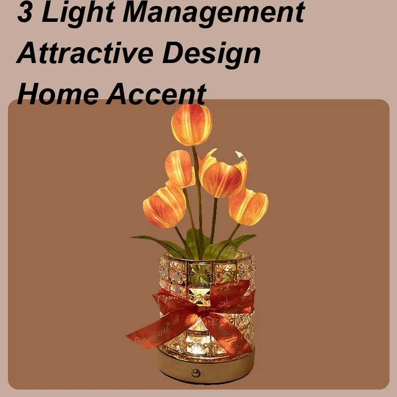 

Flowers With Lights 3-Color Dimmable Bedside Lamps Table Centerpieces Desk Accessories For Home Living Room Bedroom Wedding