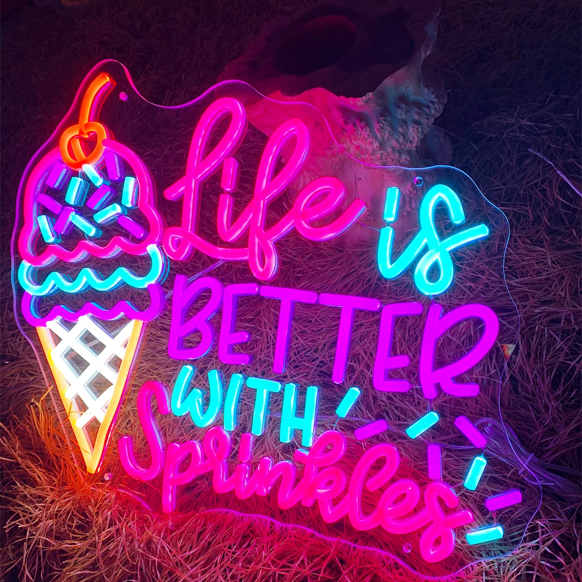 Ice cream shape neon lights apply to ice cream truck shop restaurant dessert shop decoration neon lights to create an atmosphere