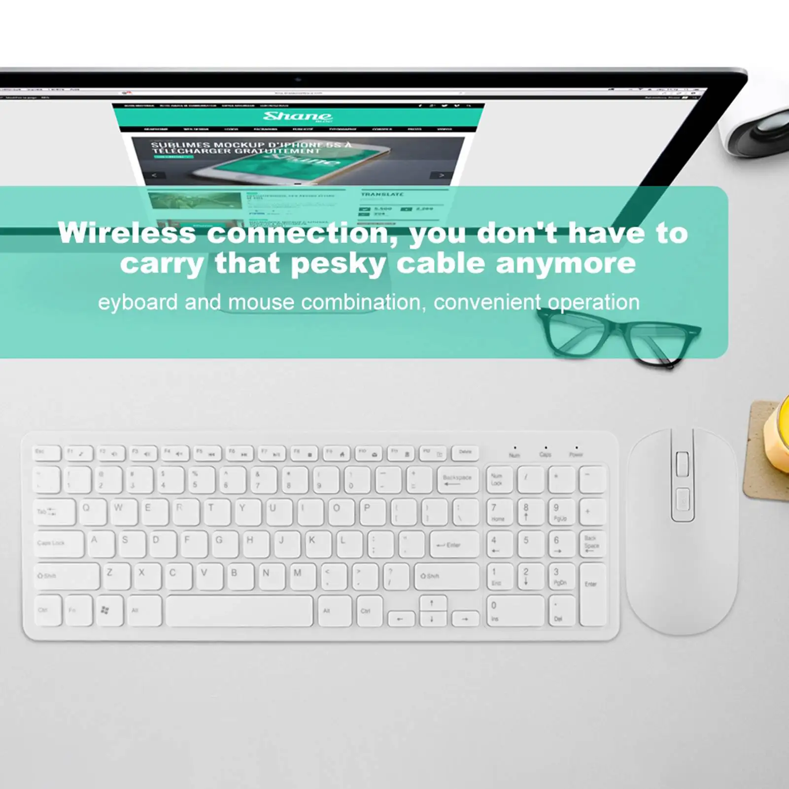 2.4G مجموعة ماوس لوحة المفاتيح اللاسلكية 108 مفاتيح لوحة المفاتيح اللاسلكية لوحة المفاتيح والماوس حساسية عالية لا تأخير #5