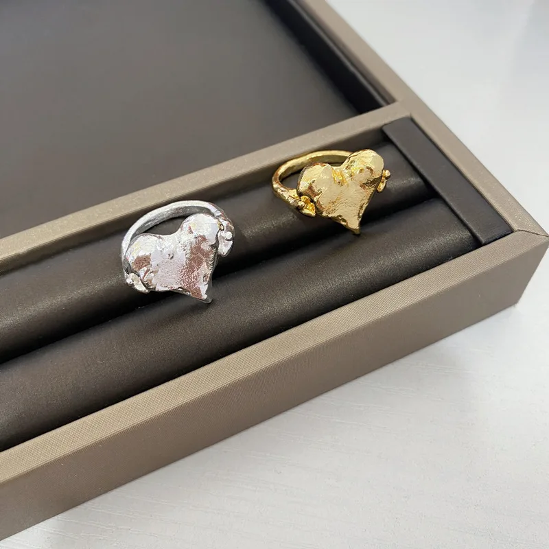 Texture heart rings for women cute rings korean teenage girls simple daily jewelry new in 2025