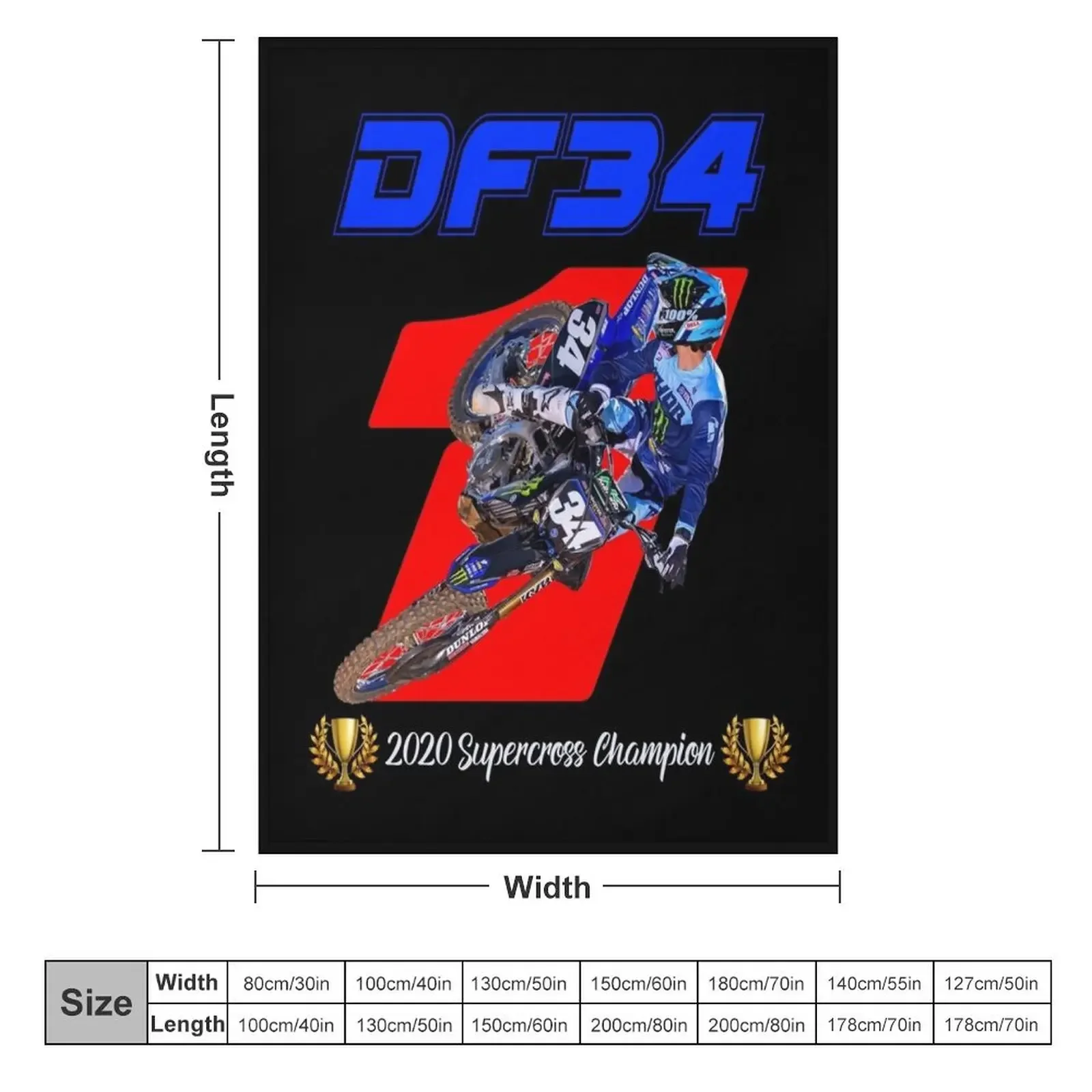 Dylan Ferrandis 2020 SX West Champ Supercross East Champion DF34 Gift Red Number Plate Design Throw Blanket