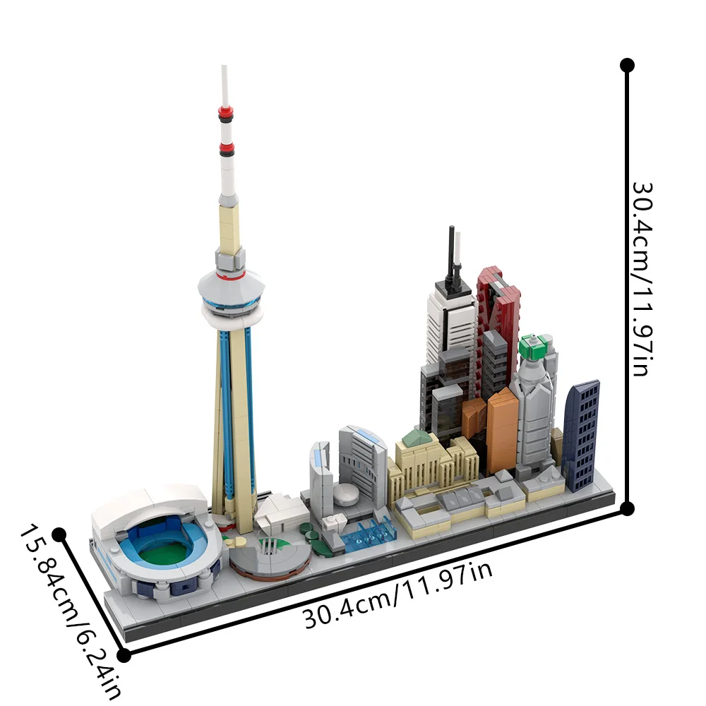 MOC-220320 Stad Toronto Skyline Bouwstenen Model Stad Toronto Skyline Architectuur Street View Bricks Montage Speelgoed