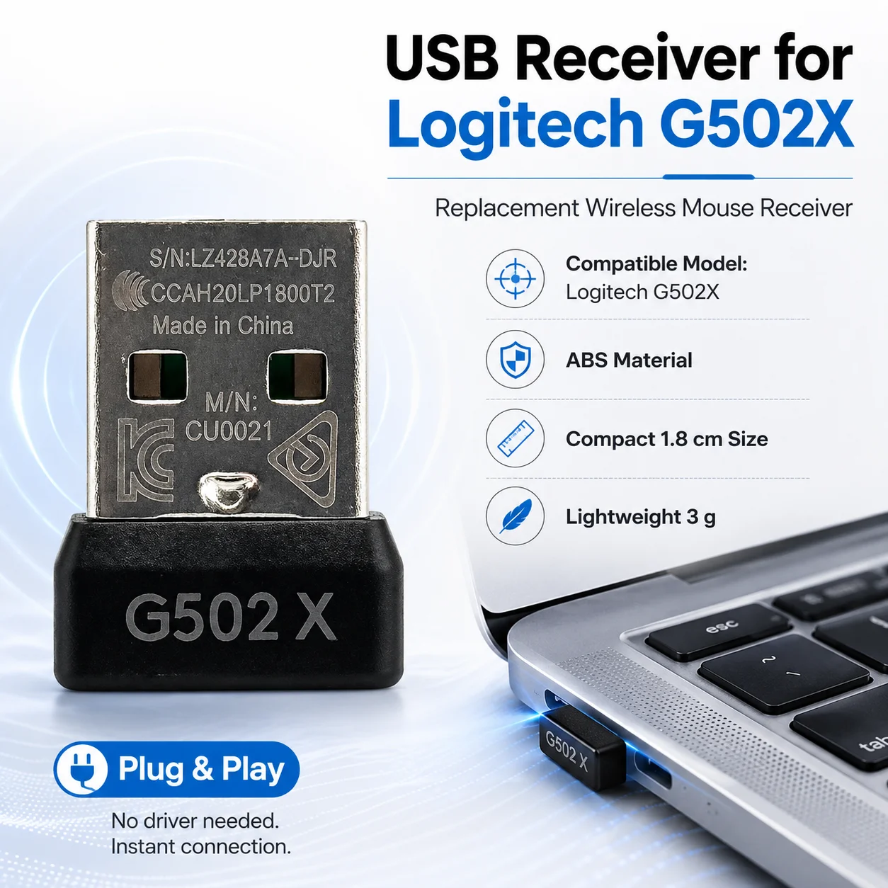 USB Receiver For Logitech G502X Wireless Mouse Replacement Dongle Adapter Wireless Gaming Mouse Receiver Spare Part