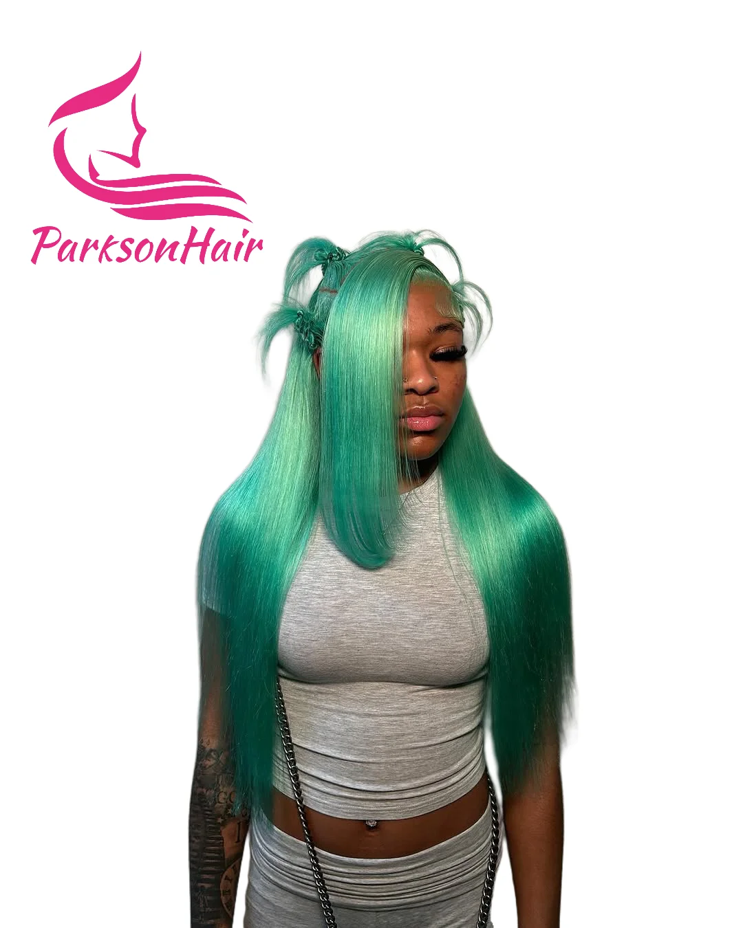 

Light Turquoise Human Hair Wig Straight 13x4 Transparent Lace Front Wig For Women Blue Green 5x5 Lace Closure Wig Pre-Plucking