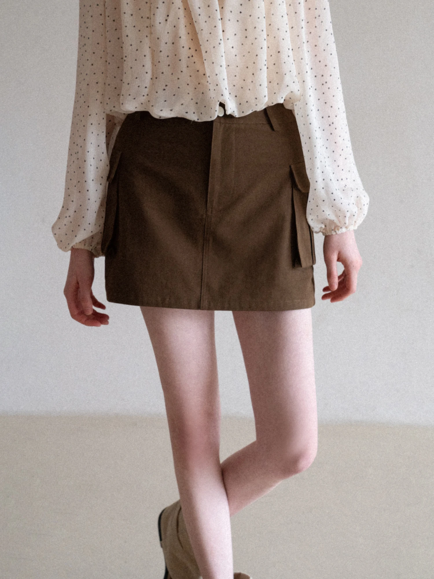 

Caramel Workwear A-Line Skirt High Waist Casual Women's Spring Summer Short Skirt Eggka Polyester Fiber High Waist