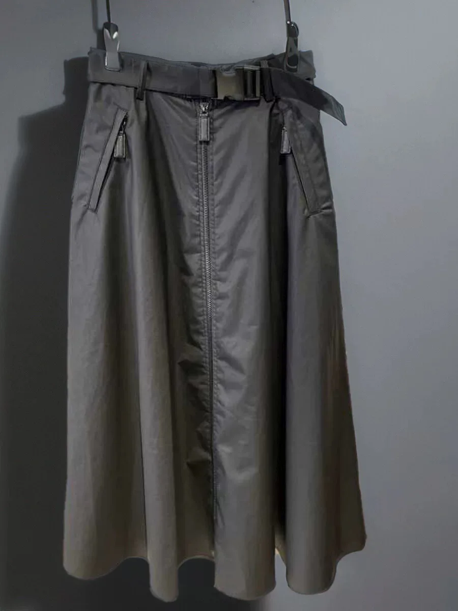 

Восстанавливающий пояс с цепочкой, дизайн f-длины, юбка-зонтик для женщин, повседневная универсальная слиповая юбка, осень-зима, Новое поступление