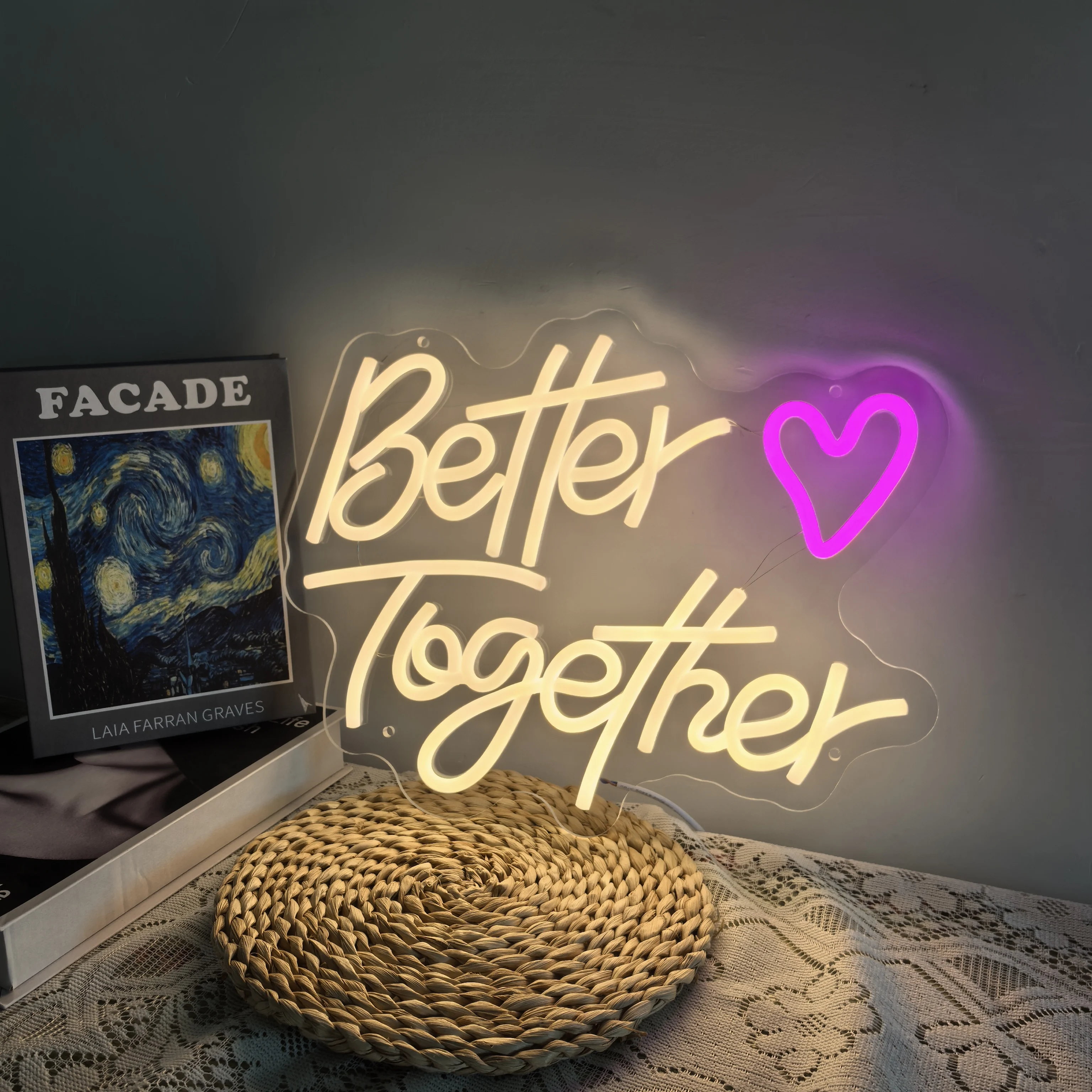 

Better Together Neon Sign LED Light Home Art Wedding Bar Bedroom Aesthetic Room Birthday Party Clue Wall Decorate Gift