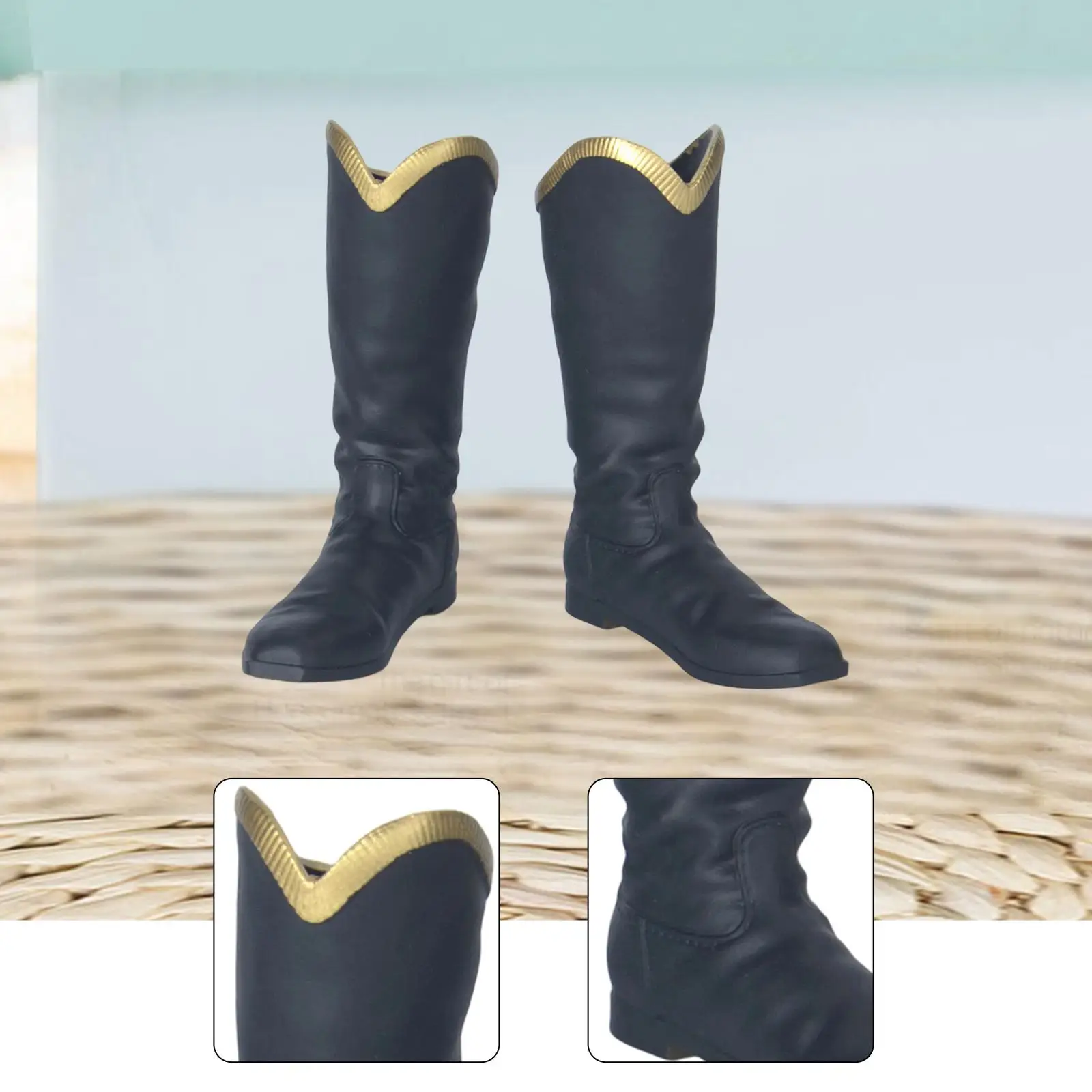 

Dress Up High Tube Boots 1/6 Scale Plastic Officer Shoes Miniature Collectible Toy for Action Figures