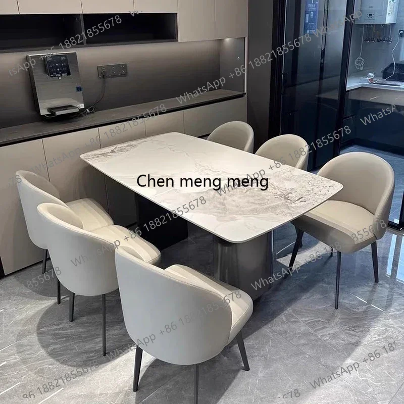 Mesa de comedor nórdica italiana, mesa de comedor rectangular de lujo, estilo vintage moderno, resistente al agua, juegos de comedor, muebles de cocina