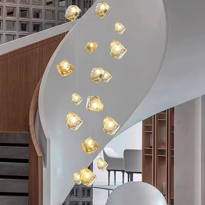 

Nordic home decoration, stair chandelier, living room chandelier, dining room chandelier, glass chandelier, interior lighting