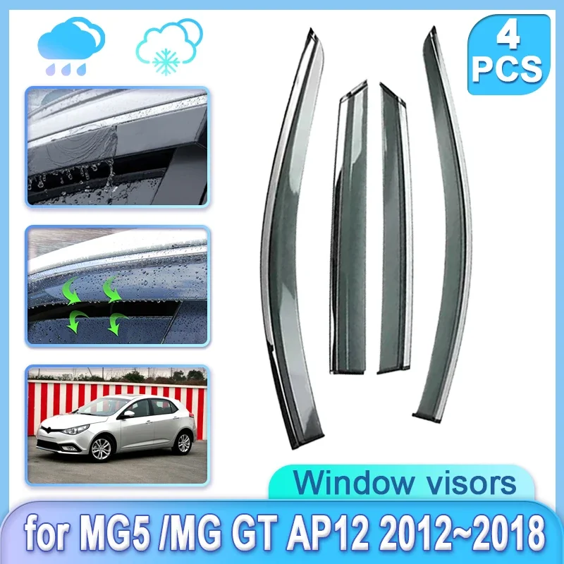 

4x Window Visor For MG 5 MG5 AP12 MG GT 2012~2018 Weathershield Door Visor Wind Moulding Rain Sun Moulding Trim Car Accessories