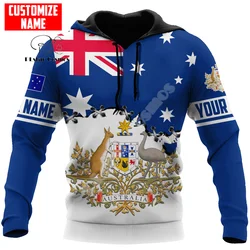 Sudadera con capucha con estampado 3D para mujer, chaqueta con nombre personalizado, Bandera de país, cultura aborigen de Australia, tatuaje Tribal, Retro, Harajuku, informal, divertida