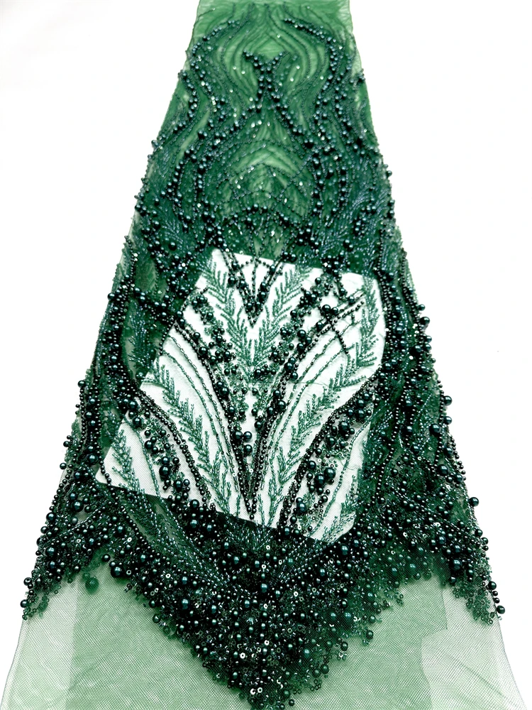

Luxurious African Heavy Beaded Net Mesh Lace Fabric 2026 Embroidery Sequins French Tulle Lace for Nigerian Wedding Party Dress