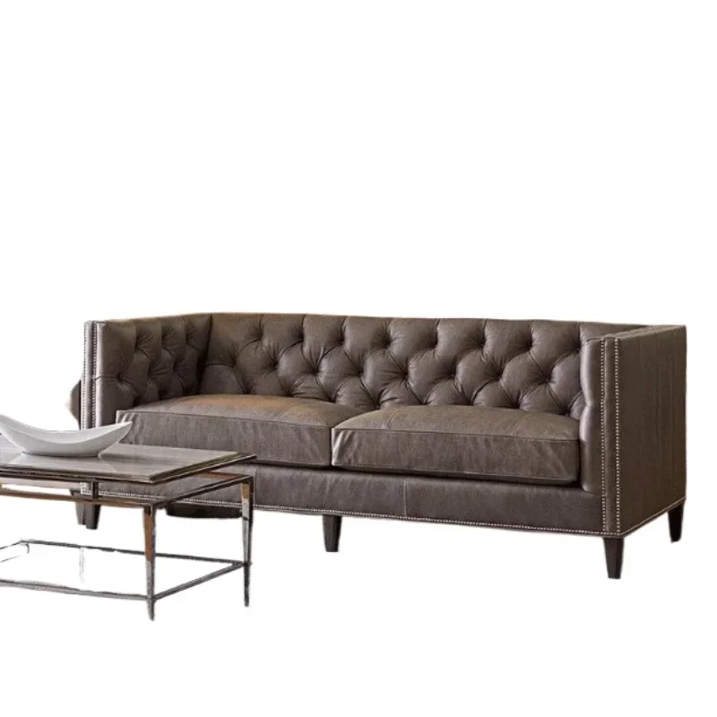 

American light luxury, modern solid wood fabric sofa, large four-person sofa in the living room