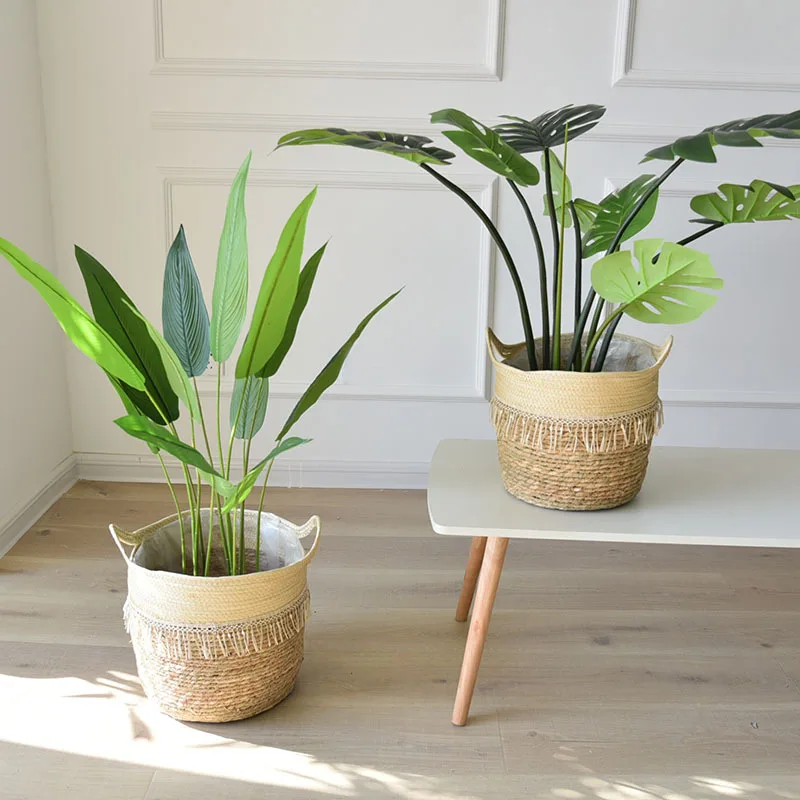 Woven flower pot, extra large grass woven flower pot cover, living room basket decoration, Nordic rattan weaving