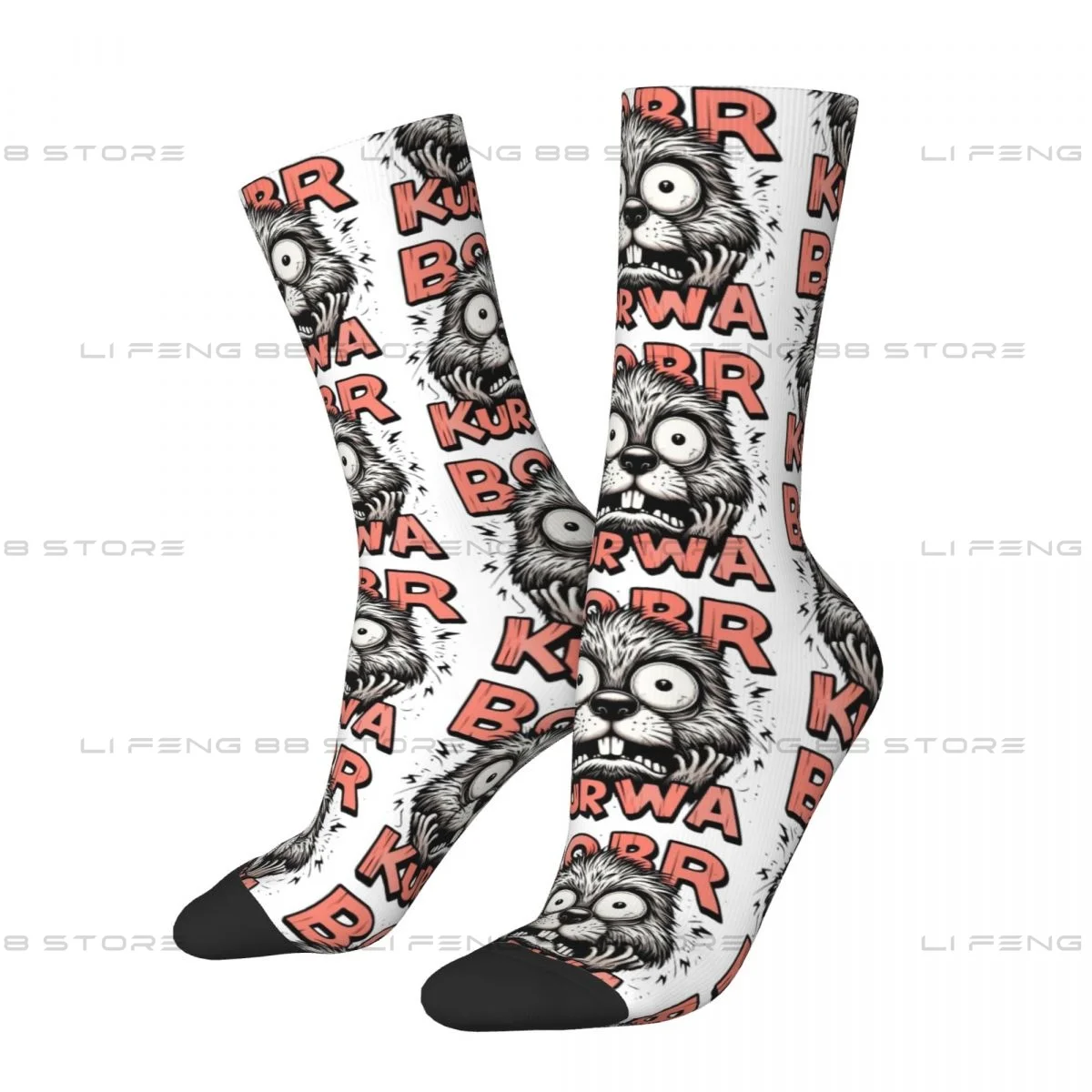 Surprised Bobr Kurwa Kurwa Bobr Bober Unisex Winter Socks Hiking Happy Socks Street Style Crazy Sock