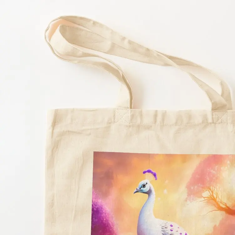 White peacock bird with purple spots Tote Bag shopper bags Big bag women shopping bag the tote