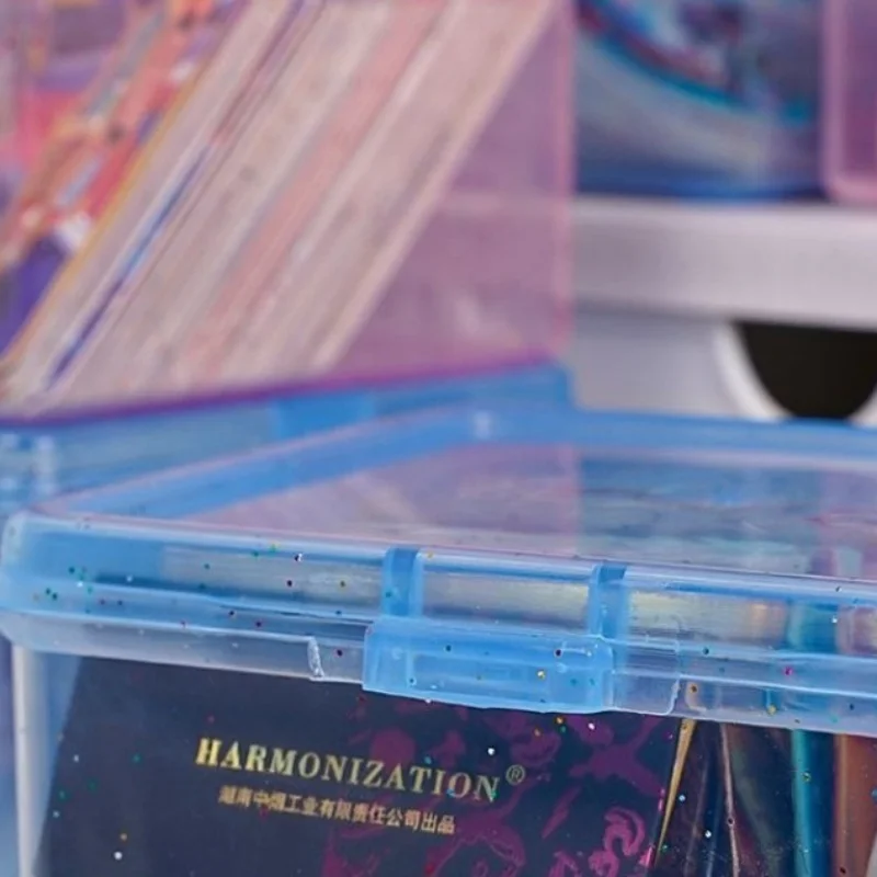 Glitter Plastic Storage Box Photocards Organizer Box Classification Flip Cover Stationery Jewelry Sundries Desktop Storage Boxes