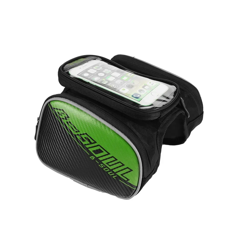 Mountain cycling equipment leather front crossbeam bag upper pipe bag waterproof mobile phone touch screen bicycle bag