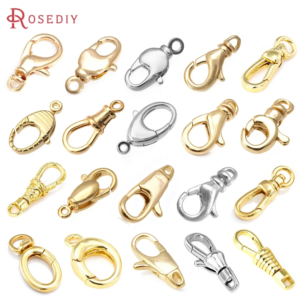 18K Gold Color Brass Rotatable Lobster Clasps Connect Clasps Jewelry Necklaces Bracelets Making Diy Findings Accessories