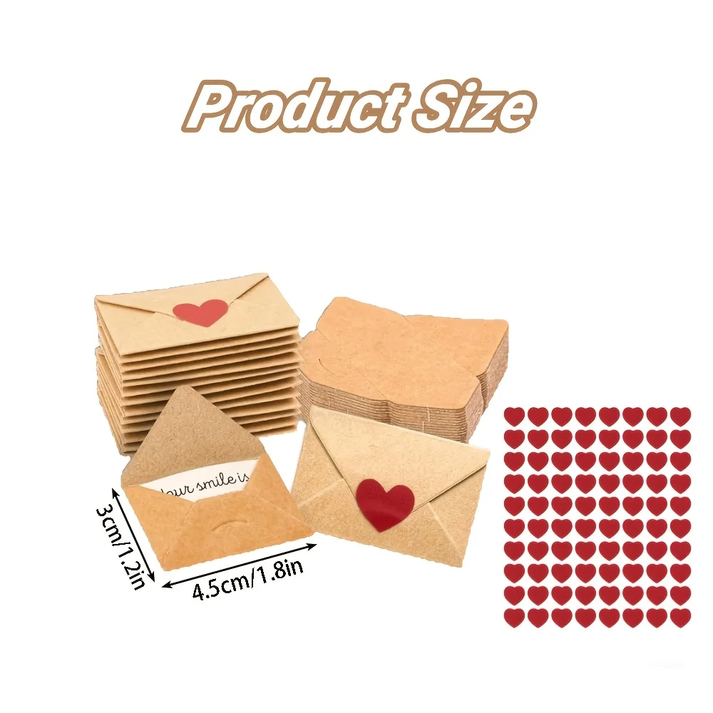 30pcs Mini Envelopes with Heart Stickers Love Notes Cards for Weddings Valentine's Day Romantic Gifts for Boyfriend Girlfriend - view 5