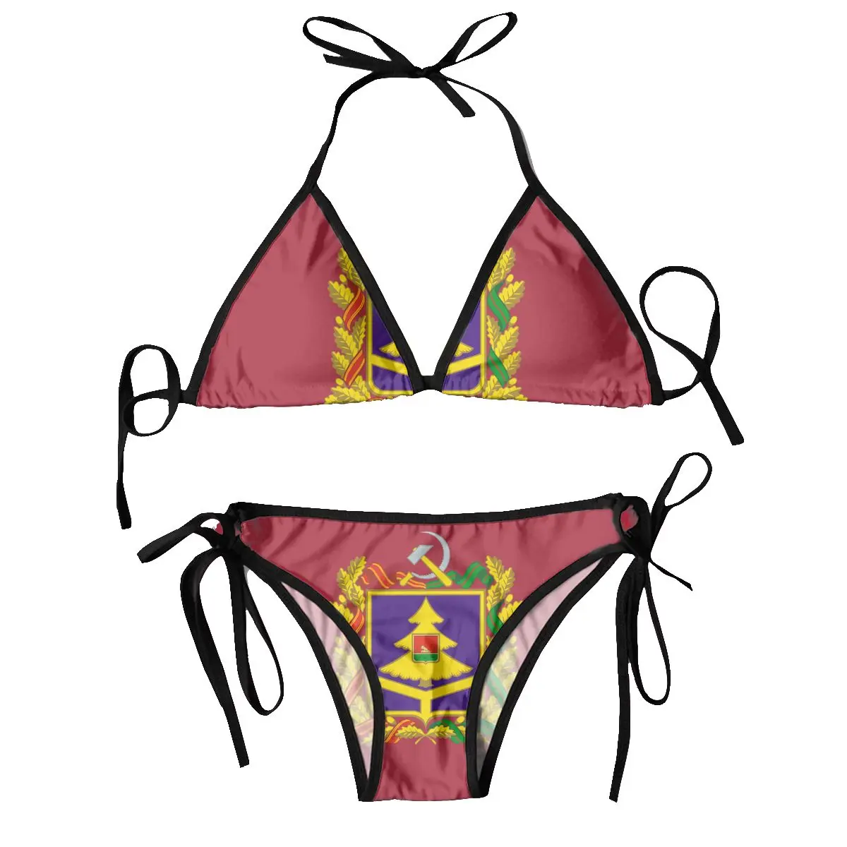 Frauen Sexy Bikini Set BH Neckholder Tanga Badeanzug Beachwear Baden Bryansk Oblast Flagge