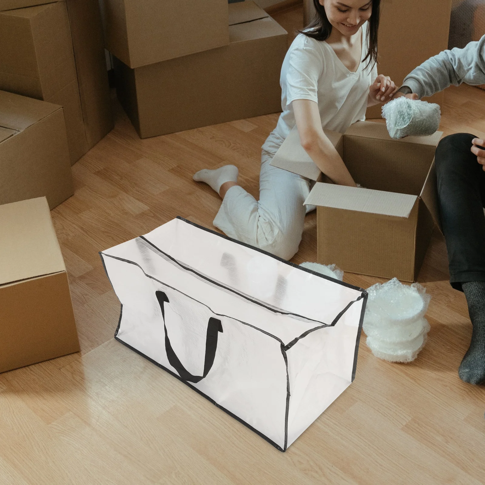 

Heavy Duty Waterproof Quilt Storage Bag PP Material Large Capacity Clothes Moving Bag with Handles Smooth Zipper for Travel