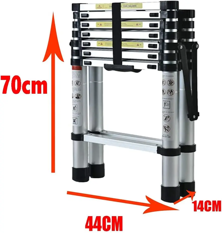 6+7 Steps Ladder Telescoping Ladder Folding Step Ladder Aluminum 330 LBS Capacity for Home&Kitchen(2+2.3m)