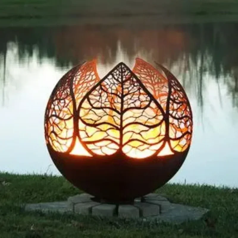 Large customized  steel metal sphere outdoor fire pit