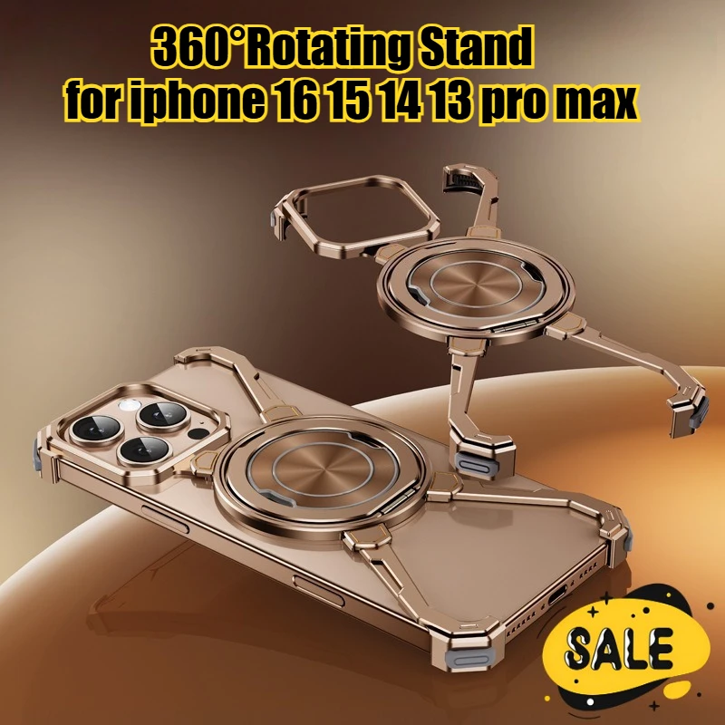 

360°Rotating Ring Stand Magnetic Rimless Phone Case for Iphone 16 15 14 13 Pro Max Simple Design Shockproof Protector Cover