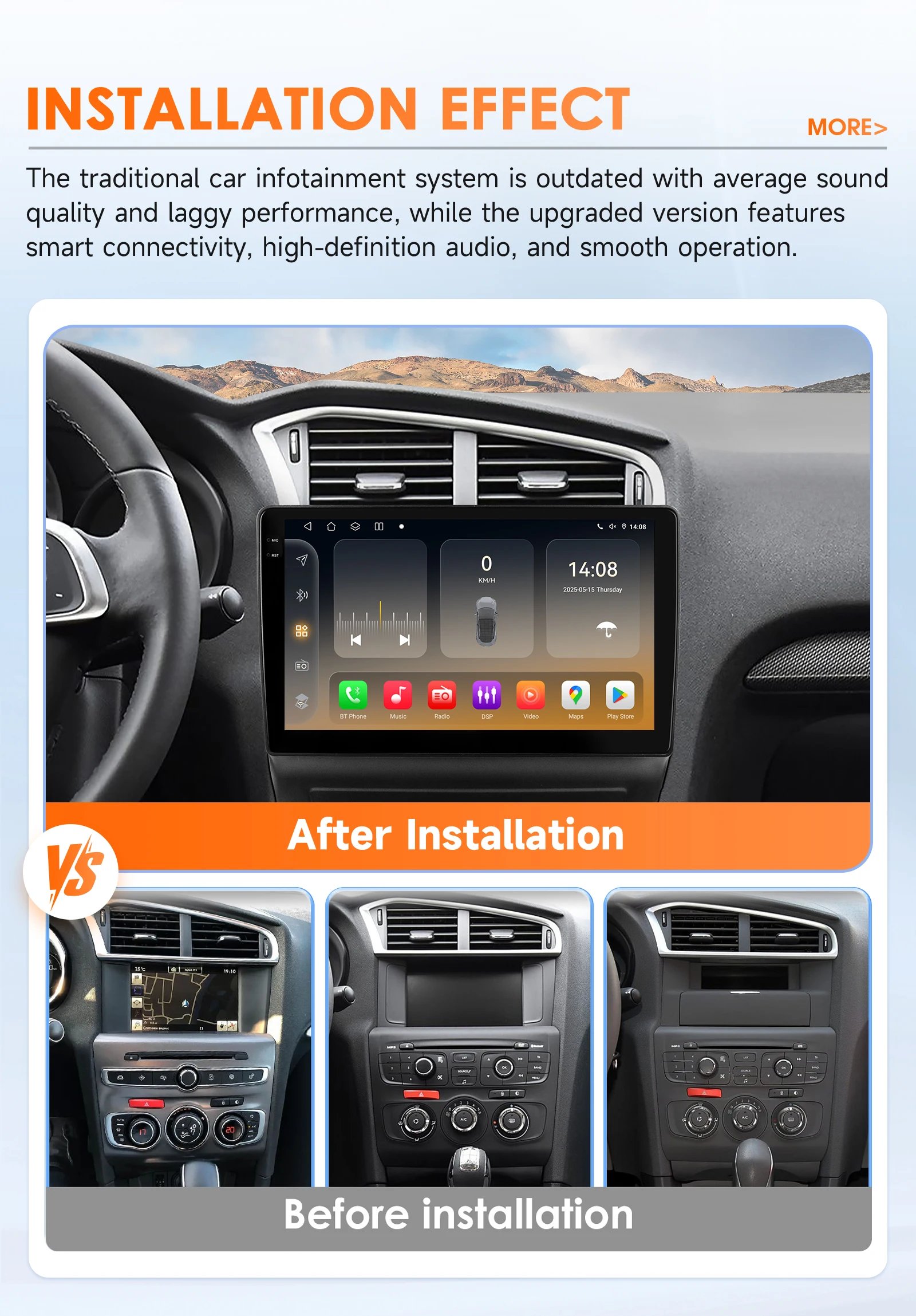 360Camera Android 13 Auto Radio Voor Citroen C4 C4l Ds4 2013-2017 Auto Multimedia Gps 4G Carplay Intelligent Scherm 2din Autoradio