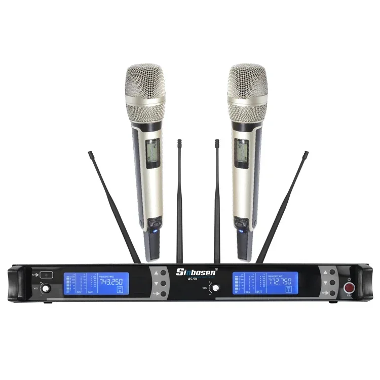 UHF professional wireless dynamic microphone AS-9K with one receiver and two