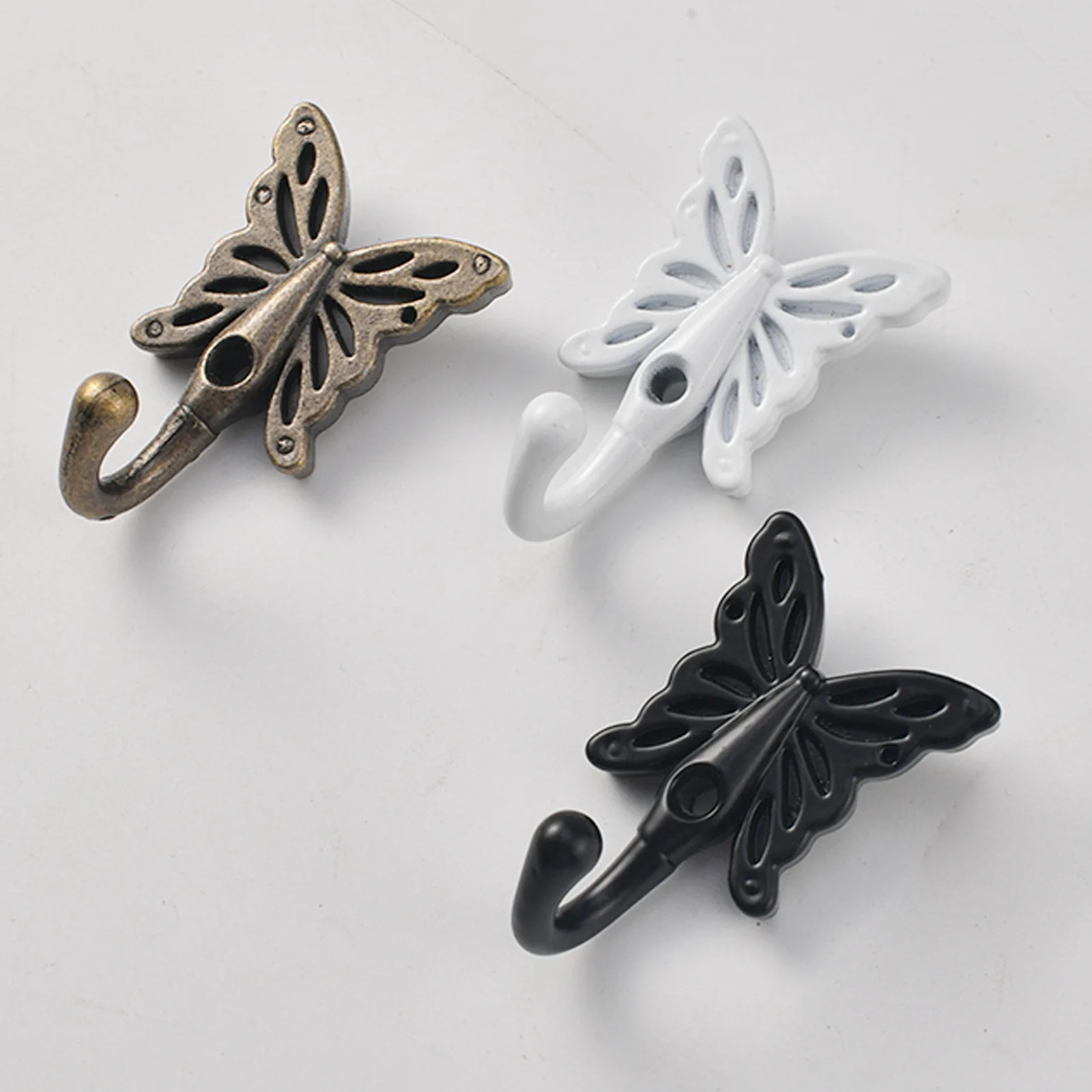 Thick new butterfly coat hook European antique mural cabinet wardrobe single retro alloy